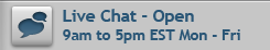 Live Chat - Open 9am to 5pm EST Mon - Fri