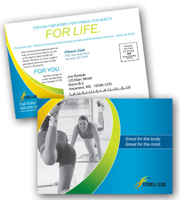 Direct Mail Postcards on Postcard Printing Print And Mail Fitness And Gym Postcards At